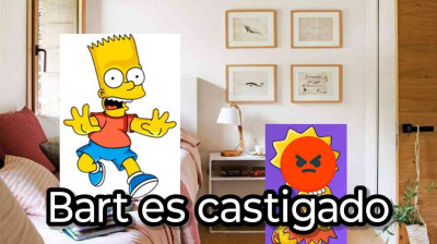 Bart es castigado 13 - Bart hace payasadas en la cama de Lisa