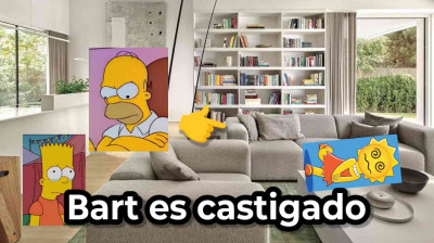 Bart es castigado 15 - Bart golpea a Lisa por la Televisión