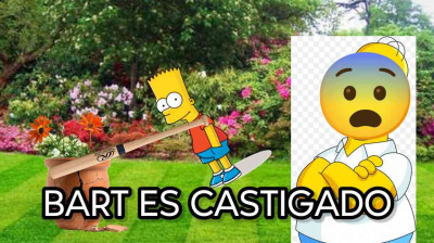 Bart es castigado 19 - Bart destroza las plantas de Homero Simpson