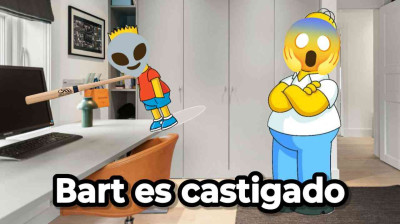 Bart es castigado 24 - Bart rompe la computadora de Homero