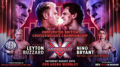 Leyton Buzzard vs. Nino Bryant - RevPro Undisputed British Cruiserweight Championship Match - RevPro 14 Year Anniversary Show (2026-08-29)