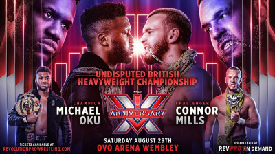 Michael Oku vs. Connor Mills - RevPro Undisputed British Heavyweight Championship Match - RevPro 14 Year Anniversary Show (2026-08-29)
