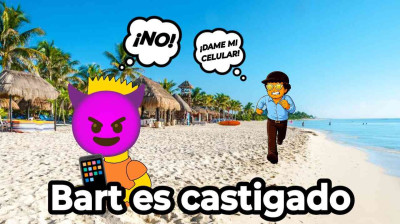 Bart es castigado 28 - Bart le roba el celular a Leon paynemil