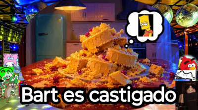 Bart es castigado 29 - Bart destroza el Pastel de Homero Simpson