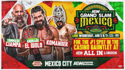 Andrade "El Idolo" vs. Tommaso Ciampa vs. Komander - Casino Gauntlet #1 Spot Three Way Match - AEW Grand Slam (2026-08-05)