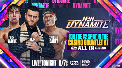 MJF vs. "Speedball" Mike Bailey vs. Nick Wayne - Casino Gauntlet #2 Spot Three Way Match - AEW Dynamite (2026-08-12)